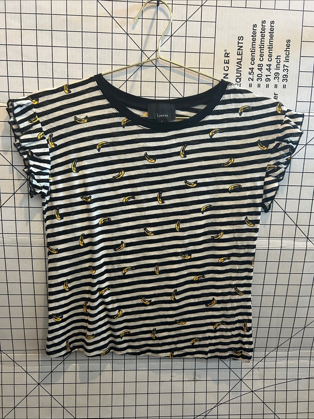 Lumière Striped Tee with Yellow Banana Print